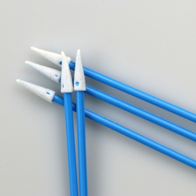 Cabeza de esponja afilada puntiaguda de 76 mm Esfregón de espuma mango azul para limpieza de precisión
