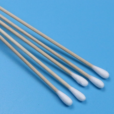 CA-006 Bastón de madera larga biodegradable Sala de limpieza Q Tips Bastón de limpieza de algodón industrial