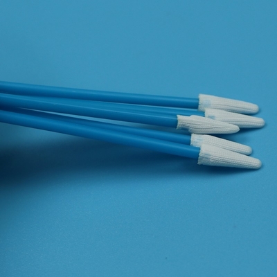 Swab de punta de poliéster de doble capa libre de lino Swab de cuarto limpio de punta pequeña con mango azul
