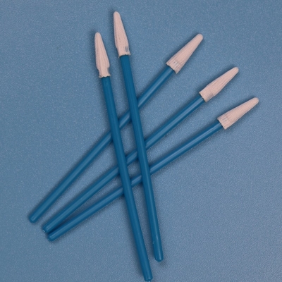 Swab de punta de poliéster de doble capa libre de lino Swab de cuarto limpio de punta pequeña con mango azul