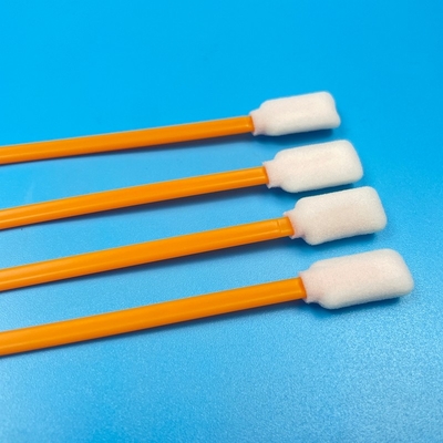 Hisopos de espuma con mango duradero (50 piezas) - 125 mm, cabeza de esponja con mango naranja/negro sin pelusa para limpieza de superficies sensibles