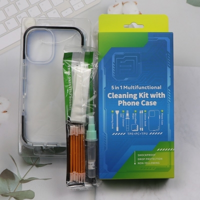 5 en 1 limpiador de teléfonos Kit de limpieza de pantalla de espuma pequeña Kit de limpieza de teléfonos con funda de teléfono