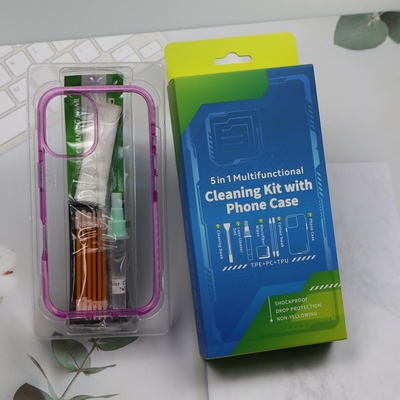 5 en 1 limpiador de teléfonos Kit de limpieza de pantalla de espuma pequeña Kit de limpieza de teléfonos con funda de teléfono