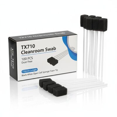 TX710 Esfregón de sala limpia con 110 mm de longitud 100 PCS Negro Blanco Esfregón de punta de espuma de célula abierta Esfregón libre de polvo
