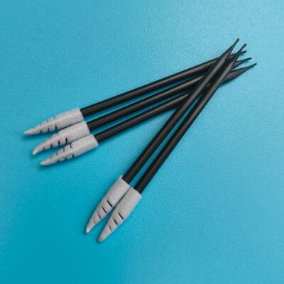 751 Lint Free Black Handle Espiral Pointed Car Cleaning Detallado Swab Punta de espuma en el cuarto limpio Swab para limpieza de auriculares