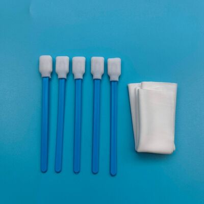 High Cleaning Ability Blue PP Stick Rectangular Sponge Detailing Swab Foam Tip Swab Printer Cleaning Kit with Polyester Wipes