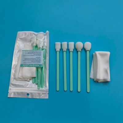Kit de hisopo para detalles con punta de espuma, esponja suave con mango verde, sin pelusa, Kit de limpieza de impresora con toallitas de poliéster