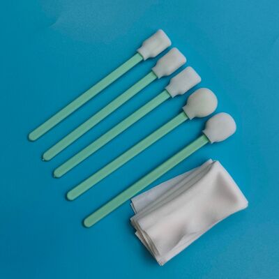 Kit de hisopo para detalles con punta de espuma, esponja suave con mango verde, sin pelusa, Kit de limpieza de impresora con toallitas de poliéster