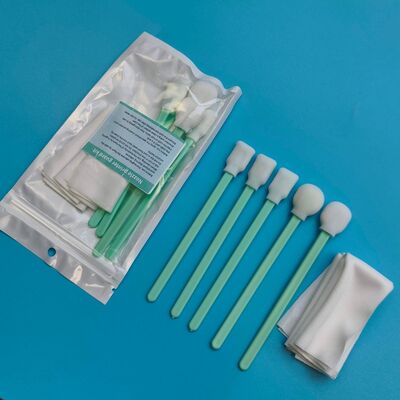 Kit de hisopo para detalles con punta de espuma, esponja suave con mango verde, sin pelusa, Kit de limpieza de impresora con toallitas de poliéster