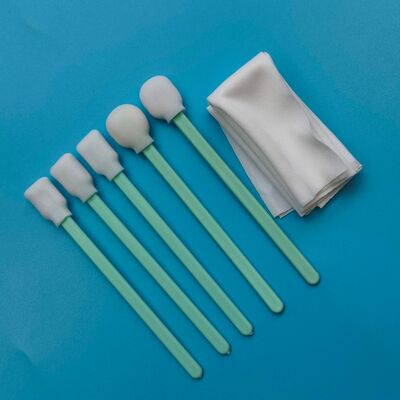 Kit de hisopo para detalles con punta de espuma, esponja suave con mango verde, sin pelusa, Kit de limpieza de impresora con toallitas de poliéster