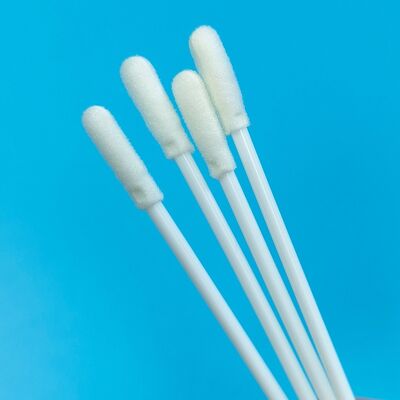 8cm de papel blanco desechable de punta de espuma estéril Swab VTM Kit Prueba de gripe Swab oral Pruebas ambientales Swab Swab de muestreo de superficie