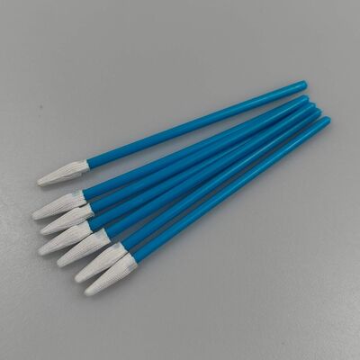 Hisopo sin pelusa con mango azul, mini hisopo de poliéster puntiagudo, hisopo de limpieza de precisión para sala blanca