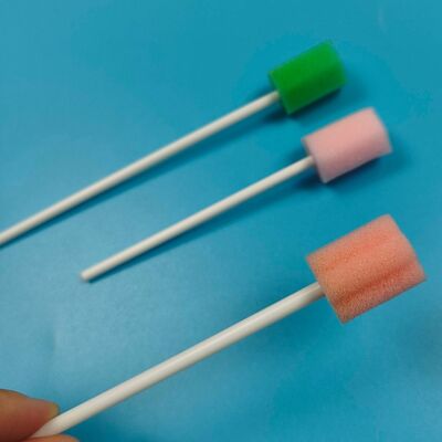 Hisopo de limpieza bucal de PP blanco envuelto individualmente, hisopo de esponja para el cuidado bucal con forma de flor, hisopo de limpieza de cepillo de dientes