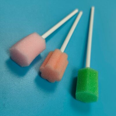 Hisopo de limpieza bucal de PP blanco envuelto individualmente, hisopo de esponja para el cuidado bucal con forma de flor, hisopo de limpieza de cepillo de dientes