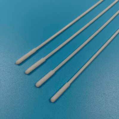 Hisopo nasal de nailon flocado fuerte ABS envuelto individualmente estéril, hisopo de muestreo de prueba de gripe, hisopo de recolección de muestras bucales