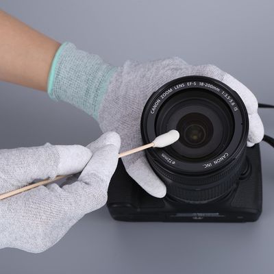 Swab de doble protección para la superficie segura: palo de madera con núcleo de algodón encapsulado en espuma para limpieza industrial libre de arañazos