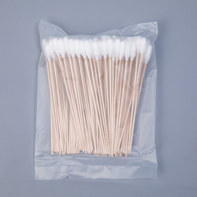 Esponjas de algodón largas de madera del palillo de la disposición, esponjas de algodón medicinales estéril