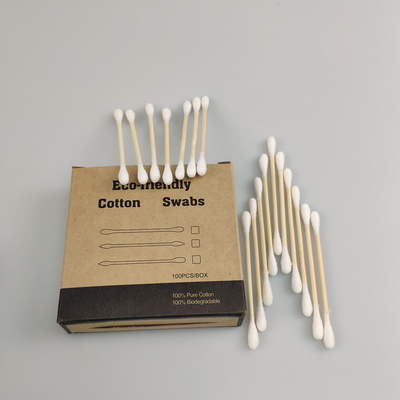 Brotes 75m m de bambú biodegradables del algodón de las cabezas dobles