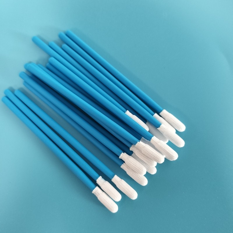 TX743 Limpieza de fábrica libre de lingotes Micro redondo Dacron Poliéster Swab para el cuarto limpio