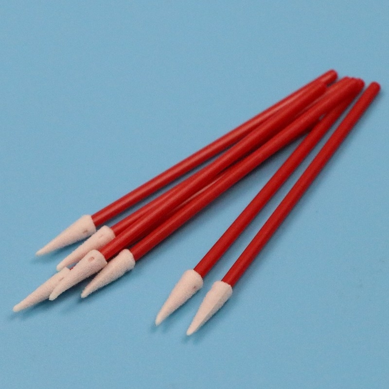 TX750 Lint Free Mini Punzante Esponja Bastón de limpieza de automóviles pequeños Comprimido Swab de espuma de cuarto limpio con mango rojo