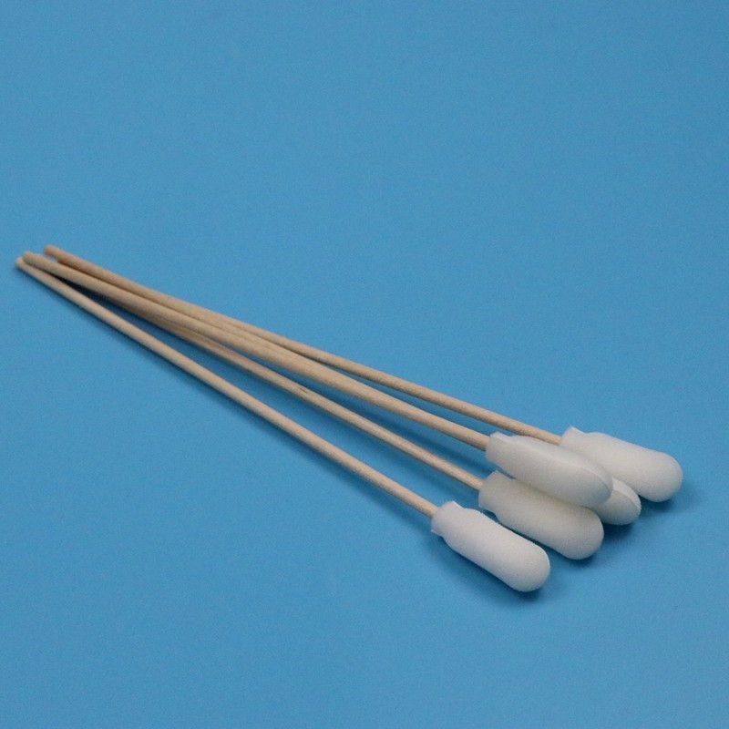 Aplicador de tampón de espuma médica de 15 cm de madera desechable con bastoncillo de algodón dentro