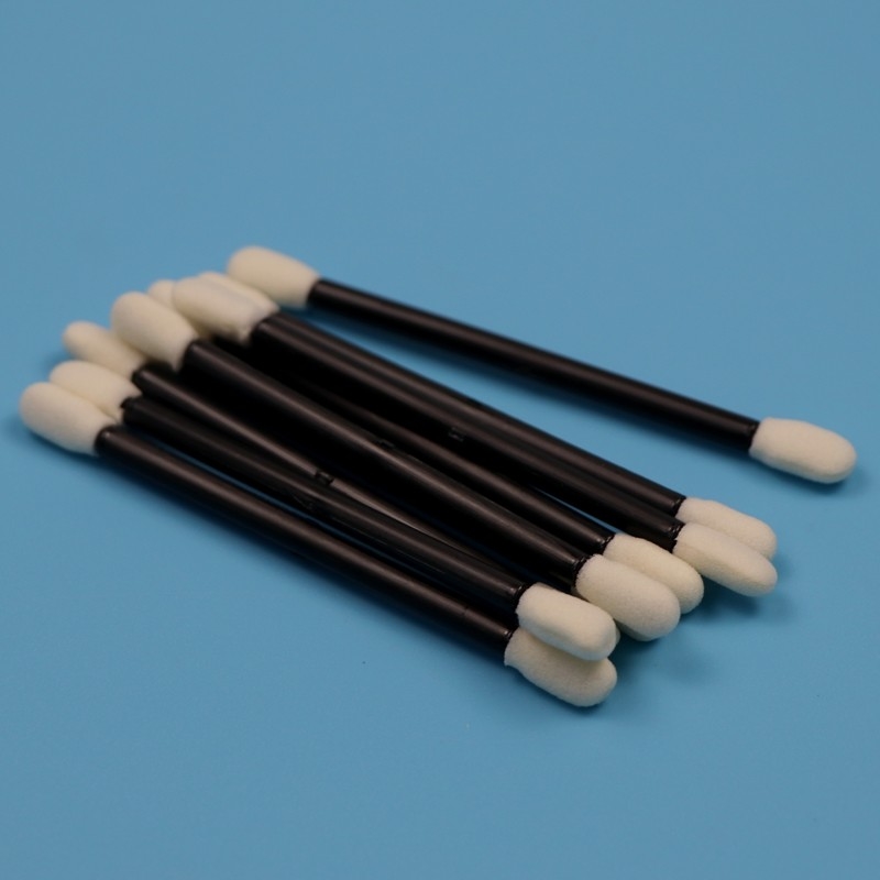 Libre de linto de doble extremo comprimido de limpieza de sala pequeña Swab limpieza de automóviles de espuma Swab con mango negro