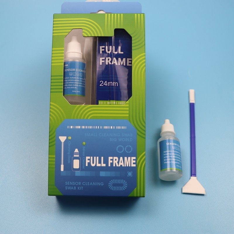 2 en 1 Lint Free Camera Cleaner Sensor Microfiber Swab Kit de limpieza de cámara de fotograma completo con líquido
