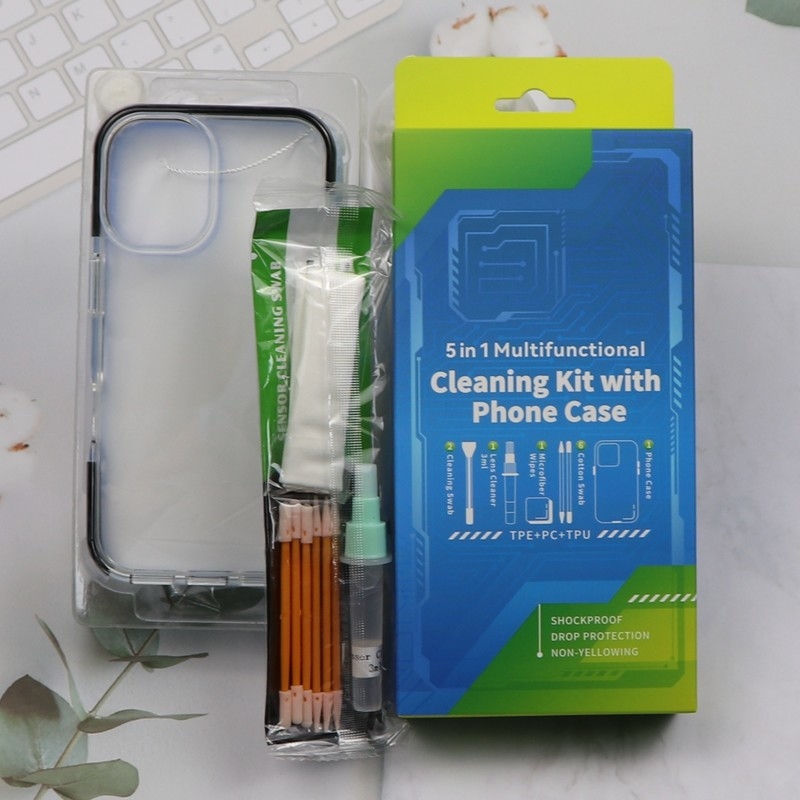 5 en 1 limpiador de teléfonos Kit de limpieza de pantalla de espuma pequeña Kit de limpieza de teléfonos con funda de teléfono