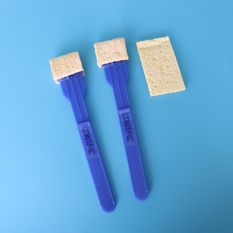 Aplicador de tampón de espuma de celulosa médica de alta absorción rectangular montado en una esponja