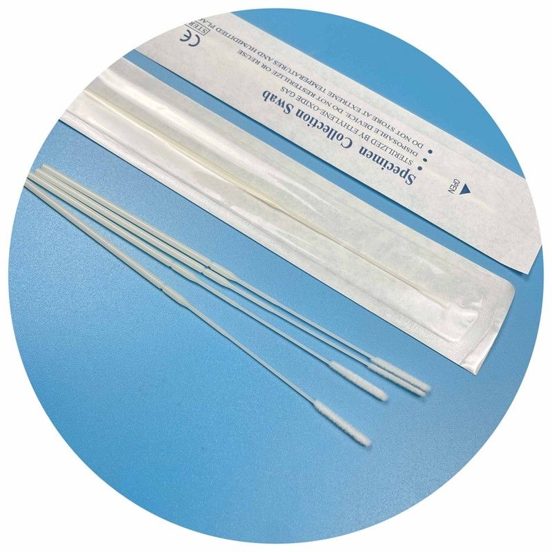 Hisopo de Muestra de Gas EO Estéril con Punta de Nylon Flocado - 150 mm de Largo, Diseño con Punto de Ruptura, Certificado CE para Pruebas Médicas/Farmacéuticas