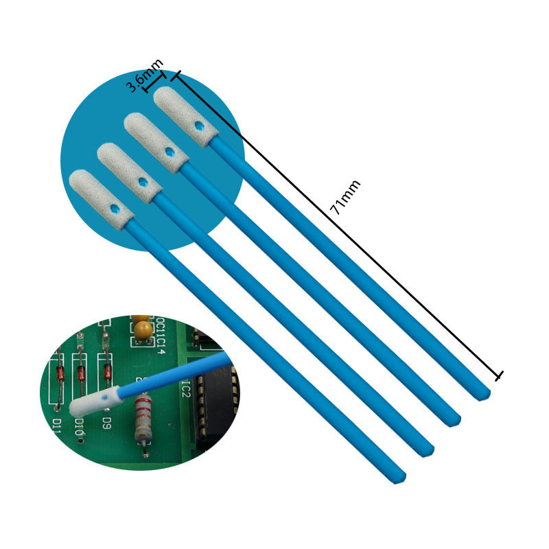 742 Mango azul sin pelusa Hisopo de esponja de precisión de 3,6 mm Punta de espuma de limpieza electrónica Hisopo para detalles para sala blanca