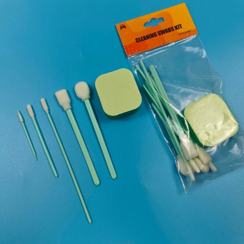 Kit de hisopo para detalles de microesponja con mango verde portátil, kit de hisopo de limpieza de precisión, equipo de limpieza de coche