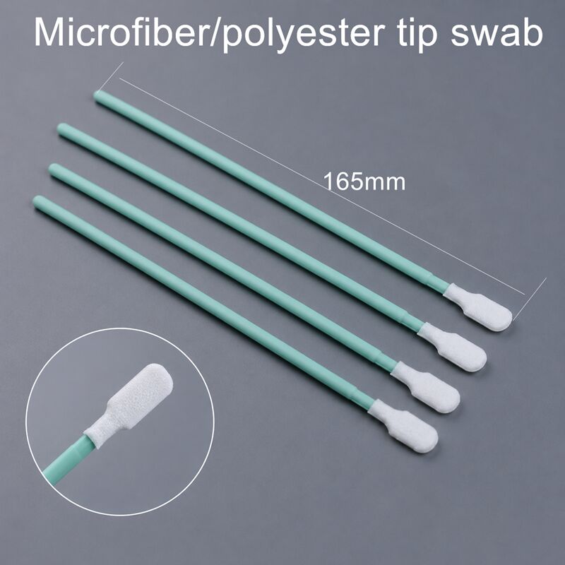 TX761 Cubierto de poliéster de sala limpia con punta libre de lingotes y mango de PP duradero para limpieza de PCB y lentes ópticos 6.6 pulgadas 100pcs