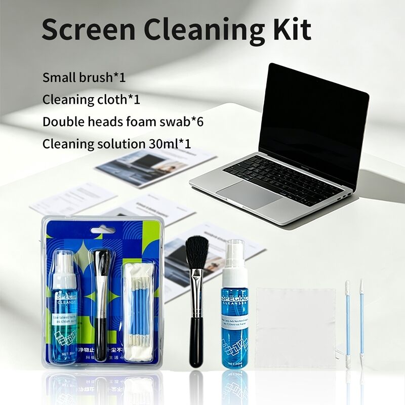 4 en 1 limpiador de pantalla portátil Lentes de limpieza de microfibra toallitas de cepillo suave Kit de limpieza de pantalla Kit de limpieza de lentes Kit de limpieza de computadora portátil Kit de limpieza