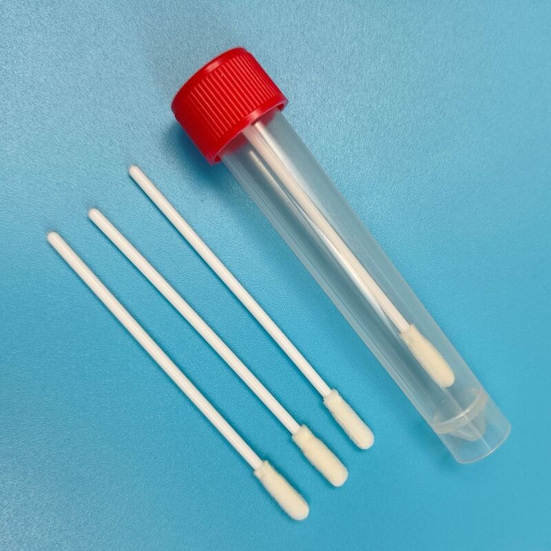 8cm de papel blanco desechable de punta de espuma estéril Swab VTM Kit Prueba de gripe Swab oral Pruebas ambientales Swab Swab de muestreo de superficie