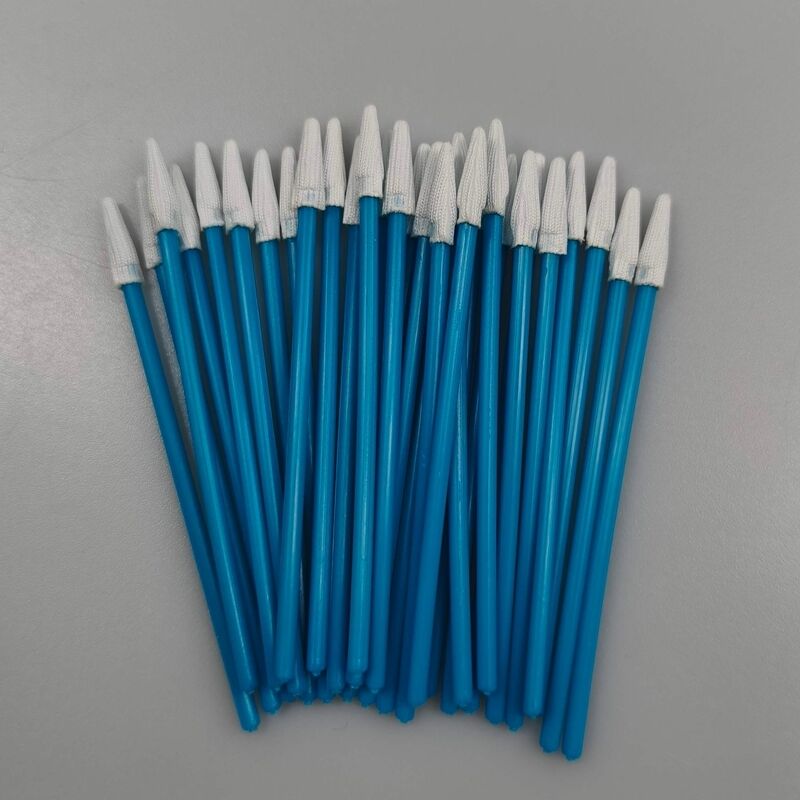 Hisopo sin pelusa con mango azul, mini hisopo de poliéster puntiagudo, hisopo de limpieza de precisión para sala blanca