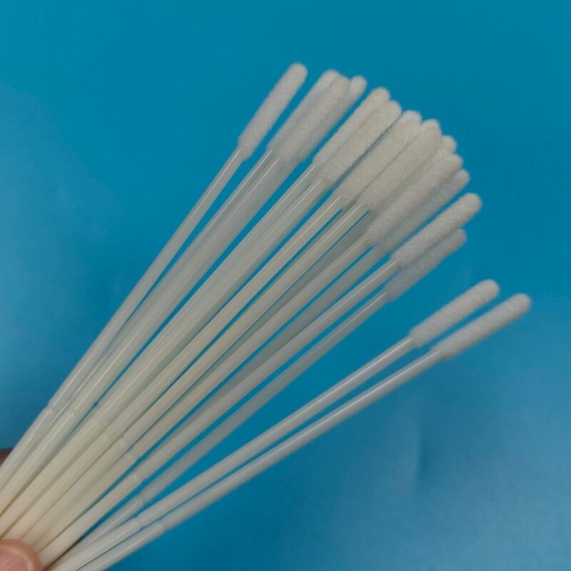 Hisopo nasal de nailon flocado fuerte ABS envuelto individualmente estéril, hisopo de muestreo de prueba de gripe, hisopo de recolección de muestras bucales